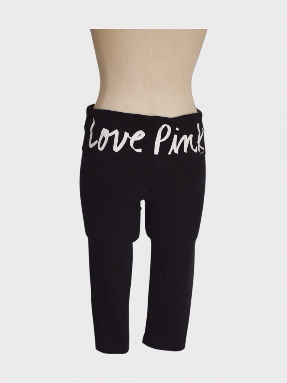 PINK Victorias Secret Yoga Capri Leggings Love Pink Foldover Waist